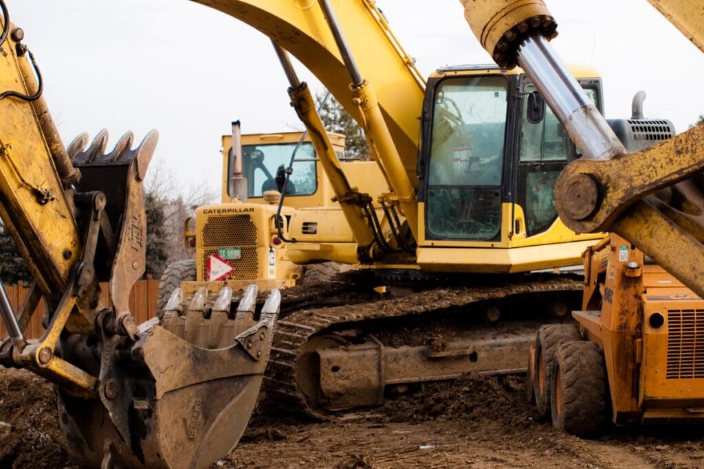 Yellow Construction Equipment at Construction Site